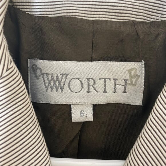 Worth Vintage Striped Button Cotton Blazer Jacket Sz 6 USA Made - Picture 5 of 6